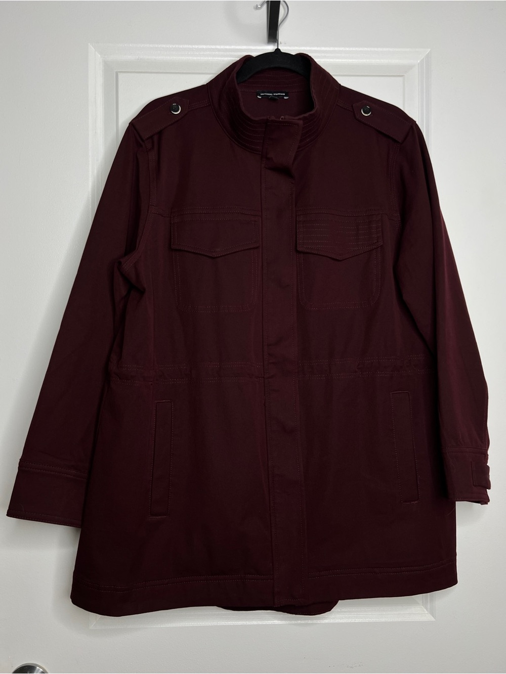 Universal Standard Maroon Coat Small Cotton Blend Stretch Jacket Heavyweight